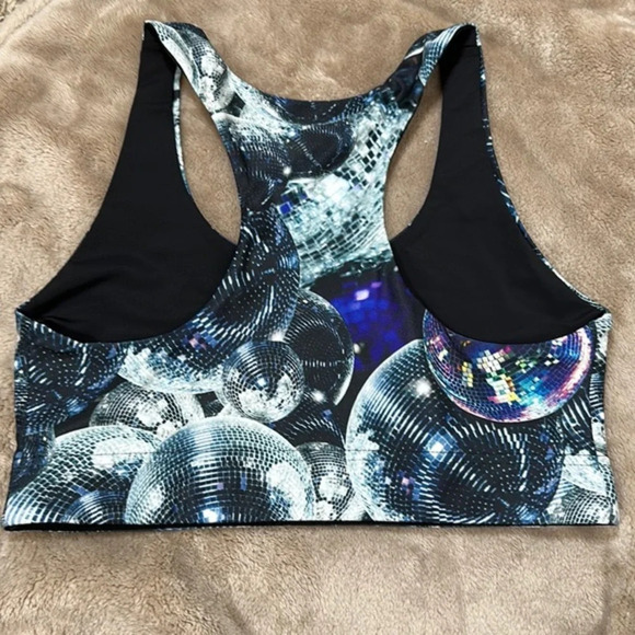 TEREZ Disco Fever Disco Ball All Over Print Racerback Sports Bra - Picture 5 of 7